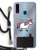 Eenhoorn: Samsung Galaxy A20s Transparant Hoesje met koord