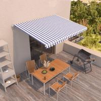 Luifel handmatig uittrekbaar 400x350 cm blauw en wit