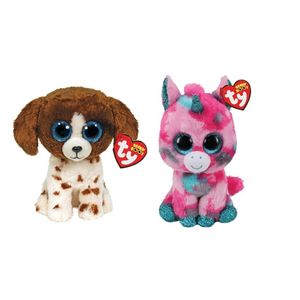 Ty - Knuffel - Beanie Boo's - Gumball Unicorn & Muddles Dog