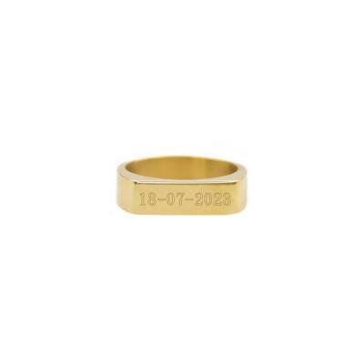 Gegraveerde eigen tekst bar ring - Stainless steel - Goud - Ringmaat 19