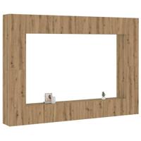 8-delig Tv-meubelset wandmontage bewerkt hout artisanaal eiken
