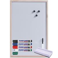 Magnetisch whiteboard/memobord - houten rand - 40 x 60 cm - met 4x Power Liner stiften en wisser - thumbnail