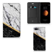 Apple iPhone 7 Plus | 8 Plus | Standcase | Marmer Wit Zwart - Origineel Cadeau Man
