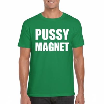 Foute party T-shirt voor heren - Pussy magnet - groen - feestkleding