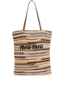 Miu Miu sac cabas en crochet - Tons neutres