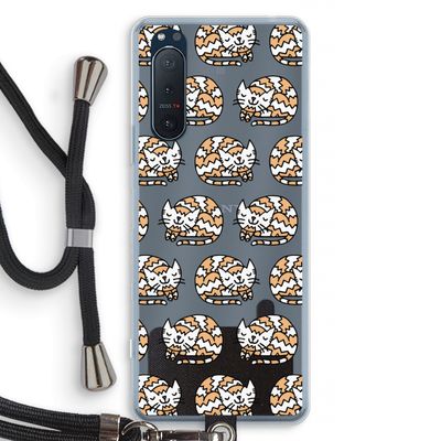 Slapende poes: Sony Xperia 5 II Transparant Hoesje met koord