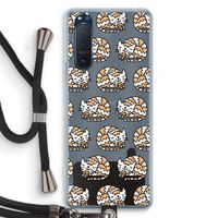 Slapende poes: Sony Xperia 5 II Transparant Hoesje met koord