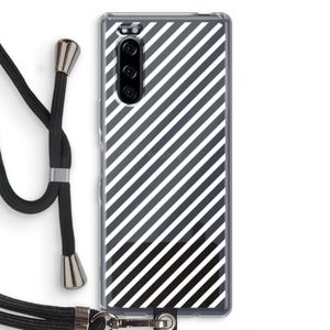 Strepen zwart-wit: Sony Xperia 5 Transparant Hoesje met koord