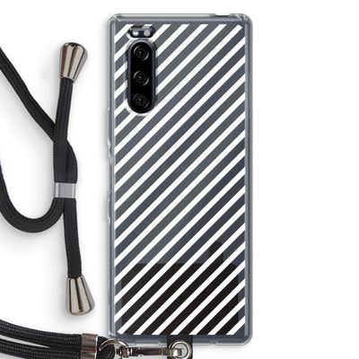 Strepen zwart-wit: Sony Xperia 5 Transparant Hoesje met koord