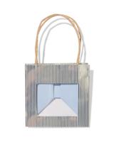 HEMA Cadeautasje met venster 10x11x11cm blauw strepen goud