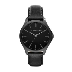 Armani Exchange horlogeband AX2148 Leder Zwart 22mm + zwart stiksel