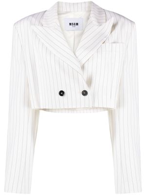MSGM blazer crop à fines rayures - Blanc