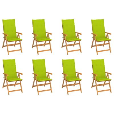 Tuinstoelen 8 st verstelbaar met kussens massief teakhout