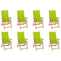 Tuinstoelen 8 st verstelbaar met kussens massief teakhout