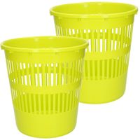 Plasticforte Afvalbak/vuilnisbak/kantoor prullenbak - 2x stuks - plastic - groen - 28 cm - Prullenmanden - thumbnail