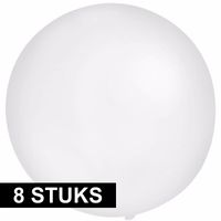 8x Feestartikelen reuze witte ballon 60 cm geschikt voor lucht of helium - thumbnail