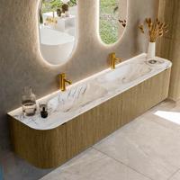 Badmeubel Mondiaz Kurve-Dlux | 200 cm cm | Meubelkleur Dusk | Wastafelkleur Glace | Solid surface | Wasbak beiden zijden spoelbak | 2 kraangaten Badmeubel Mondiaz Kurve-Dlux | 200 cm cm | Meubelkleur Dusk | Wastafelkleur Glace | Solid surface | Wasbak beiden zijden spoelbak | 2 kraangaten