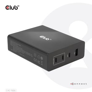 club3D CAC-1906 Laptop netvoeding 132 W Binnen Aantal uitgangen: 3 x, 1 x USB-C, USB-A GaN, USB Power Delivery (USB-PD)