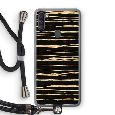 Gouden strepen: Samsung Galaxy A11 Transparant Hoesje met koord