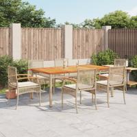 7-delige Tuinset met kussens poly rattan beige