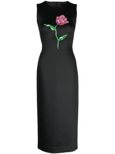 Cynthia Rowley robe mi-longue sans manches à fleurs - Noir