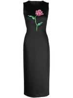 Cynthia Rowley robe mi-longue sans manches à fleurs - Noir