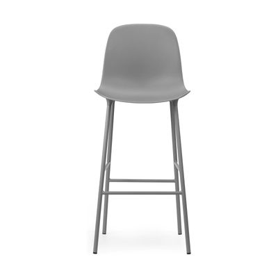 Normann Copenhagen Form barkruk H75 hoge rug Grey vierpoot staal