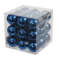Othmar Decorations kleine kerstballen - 27x stuks - 4 cm - blauw - kunststof - onbreekbaar
