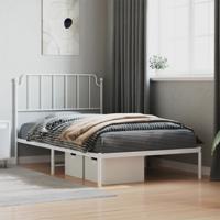 Bedframe met hoofdbord metaal wit 107x203 cm