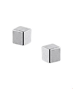 TFT Oorknoppen Blokje Zilver Gerhodineerd Glanzend 3 mm x 3 mm