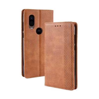 Magnetische Buckle retro Crazy Horse textuur horizontale Flip lederen case voor Motorola MOTO One Vision met houder & kaartsleuven & fotolijstjes (br