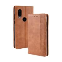 Magnetische Buckle retro Crazy Horse textuur horizontale Flip lederen case voor Motorola MOTO One Vision met houder & kaartsleuven & fotolijstjes (br