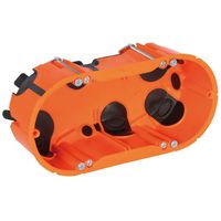 Luchtdichte Hollewand inbouwdoos 2 voudig oranje gatmaat 68mm met trekontlasting voor buis en kabel