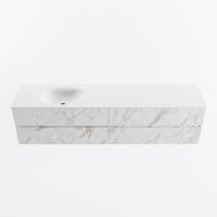 MONDIAZ VICA 200cm badmeubel onderkast Carrara 4 lades. Wastafel MOON links zonder kraangat, kleur Talc. - thumbnail