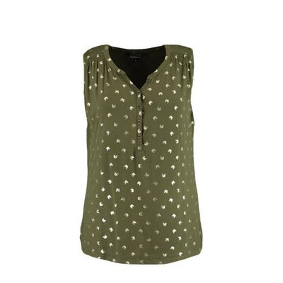 MS Mode top met all over print en plooien kaki