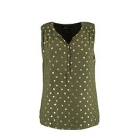 MS Mode top met all over print en plooien kaki - thumbnail