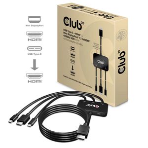 club3D CAC-1630 USB-C / HDMI / Mini-displayport Adapter [1x USB-C, HDMI, Mini-DisplayPort - 1x HDMI] Zwart 30 cm