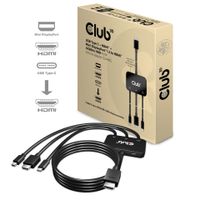 club3D CAC-1630 USB-C / HDMI / Mini-displayport Adapter [1x USB-C, HDMI, Mini-DisplayPort - 1x HDMI] Zwart 30 cm - thumbnail