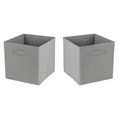 Opbergmand/kastmand Square Box - 2x - karton/kunststof - 29 liter - grijs - 31 x 31 cm