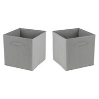 Opbergmand/kastmand Square Box - 2x - karton/kunststof - 29 liter - grijs - 31 x 31 cm