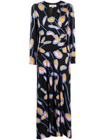 DVF Diane von Furstenberg robe longue Landira à fleurs - Noir