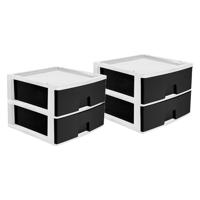 Ladeblokje/bureau organizer 2x grote lades - wit/antraciet - L38 x B38 x H30 cm - kunststof - thumbnail