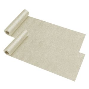 Tafelloper op rol - 2x - creme witte glitter - 30 x 500 cm - polyester