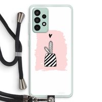 Zwart-wit cactus: Samsung Galaxy A52s 5G Transparant Hoesje met koord