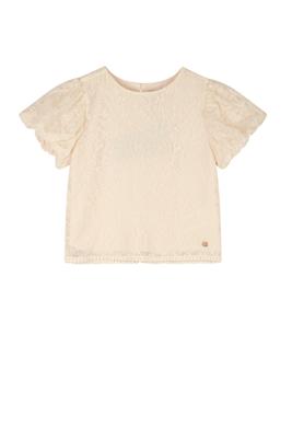 NoNo Zomer blouse meisjes Ivoor wit - geborduurd mesh - pofmouw - korte mouw - Tessy