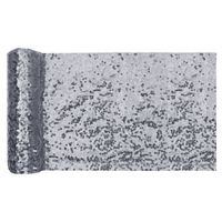 Santex Tafelloper op rol - polyester - zilver pailletten - 19 x 300 cm - Feesttafelkleden - thumbnail
