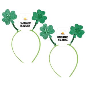 St. Patricks day verkleed diadeem/haarband - 2x - klavers groen - voor volwassenen