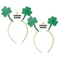 St. Patricks day verkleed diadeem/haarband - 2x - klavers groen - voor volwassenen - thumbnail