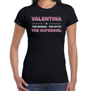 Naam cadeau t-shirt / shirt Valentina - the supergirl zwart voor dames