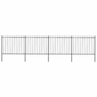 Tuinhek met speerpunt staal 714,5x150 cm zwart